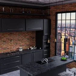 Loft kitchens in the interior are dark