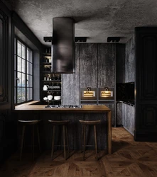 Loft kitchens in the interior are dark