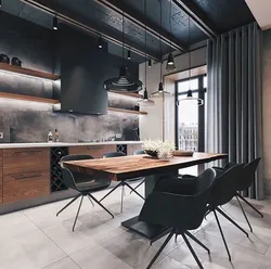 Ichki qavatdagi loft oshxonalari qorong'i