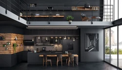 Ichki qavatdagi loft oshxonalari qorong'i