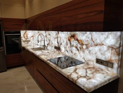 Marble apron for kitchen photo