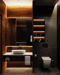 Dark furniture in the bathroom photo