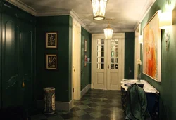 Hallway with green walls photo