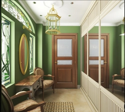 Hallway with green walls photo