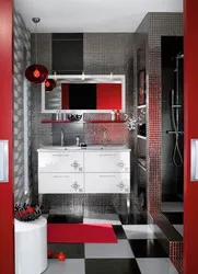 Red gray bathroom design