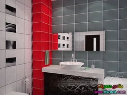 Красно серый дизайн ванной