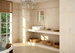 Beige tile bath photo
