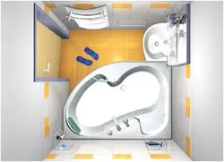 Kiçik vanna otağında künc küveti və lavabo ilə vanna dizaynı