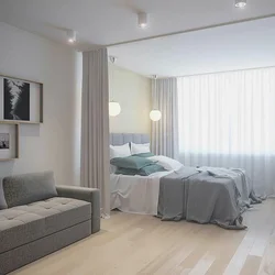 Zoning of a room 19 sq.m. for the bedroom and living room photo