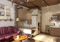 Living room interior with stove