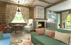 Living room interior with stove