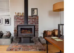 Living room interior with stove