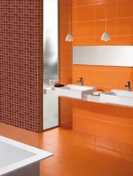 Photo of a bathroom in orange tones