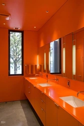 Photo of a bathroom in orange tones