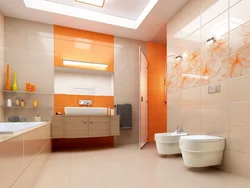 Photo of a bathroom in orange tones