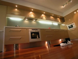 Photo of light bulbs in the kitchen on a suspended ceiling