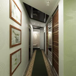 Interior design of the hallway in an apartment with a narrow corridor photo