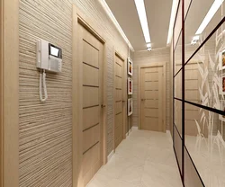 Interior design of the hallway in an apartment with a narrow corridor photo