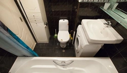 Bathroom design Khrushchev photo with toilet and washing machine