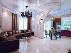 Layout design of a combined kitchen with living room photo