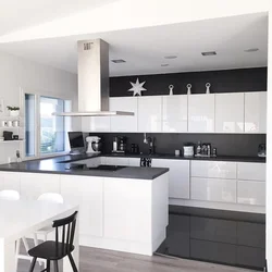 Kitchen in black and white design photo