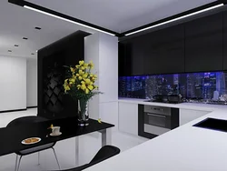 Kitchen in black and white design photo