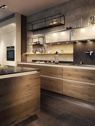Kitchens under wood in the apartment photo