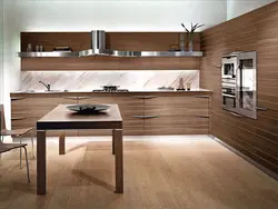 Kitchens under wood in the apartment photo