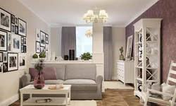 Photo design of a living room combined with a bedroom