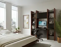 Table in the bedroom for working in a modern interior photo