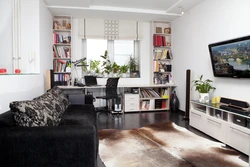 Living room interior with study area