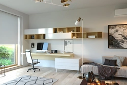 Living room interior with study area