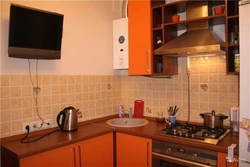 Kitchens with a column design of a small area
