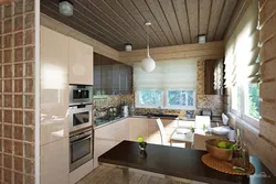 Kitchen photo design in a wooden house in the country
