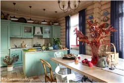 Kitchen Photo Design In A Wooden House In The Country