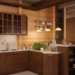 Kitchen photo design in a wooden house in the country