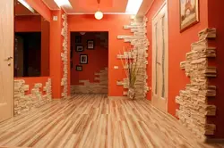 Brick walls in the hallway photo