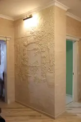 Пярэдні пакой з дэкаратыўнай тынкоўкі фота кветак