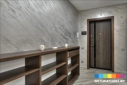 Hallway made of decorative plaster, photo of flowers