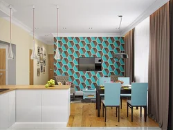 Ошхона бо оҳангҳои turquoise сурат дохилӣ