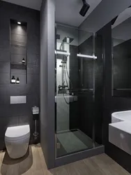 Bathroom Design With Toilet And Shower With Tray