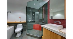 Bathroom design with toilet and shower with tray