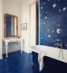 Dark blue bathroom photo