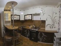 Bar counter daxili ilə mətbəx foto künc