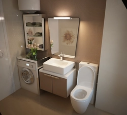 Design of a combined bathroom with bathtub and washing machine photo