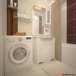 Küvet və paltaryuyan maşın foto ilə birləşdirilmiş vanna otağı dizayn