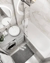 Küvet və paltaryuyan maşın foto ilə birləşdirilmiş vanna otağı dizayn
