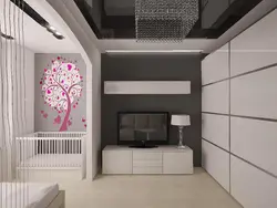 Design of a bedroom combined with a nursery in one room