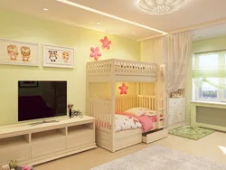 Design of a bedroom combined with a nursery in one room