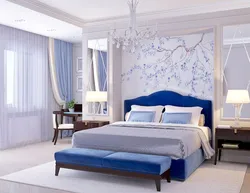 In the bedroom in blue photo
